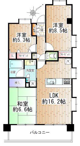 サングレイス十日市場(3LDK/4階)の間取り写真