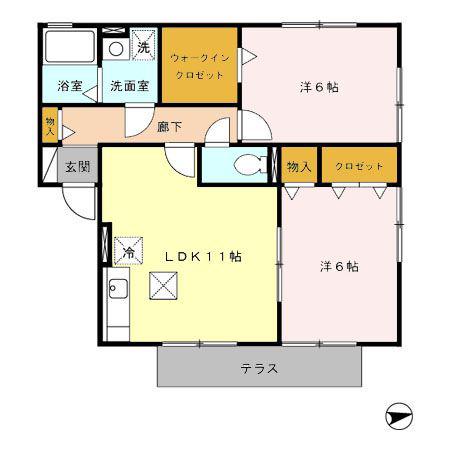 セジュール翠昶(2LDK/1階)の間取り写真