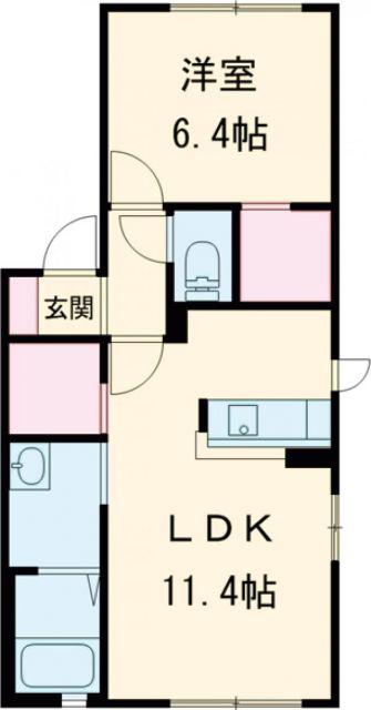 キングダムII(1LDK/1階)の間取り写真