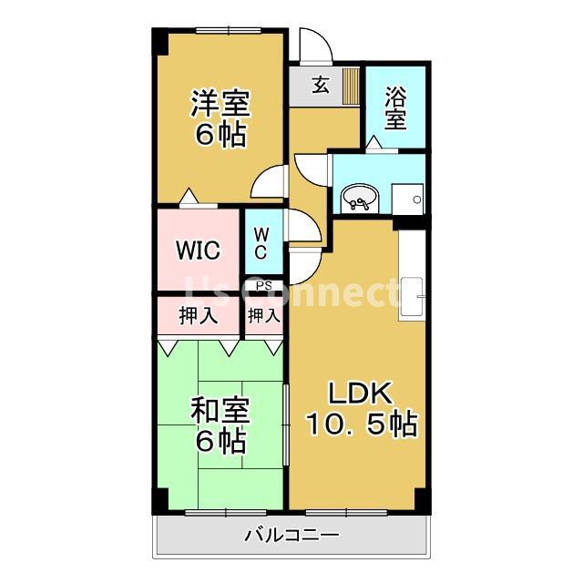 エスポワール栗原(2LDK/2階)の間取り写真