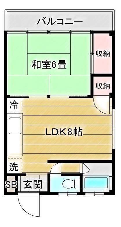 大木コーポ(1LDK/1階)の間取り写真