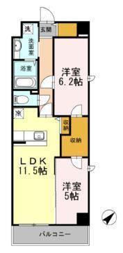 HILL FLAT OSAKI(2LDK/5階)の間取り写真