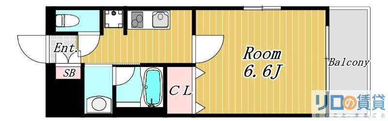 MID COURT HIGASHIMIKUNI(1K/5階)の間取り写真
