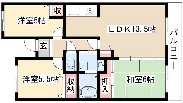 アネックス東名(3LDK/2階)の間取り写真