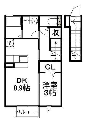ファミール緑町(1LDK/2階)の間取り写真