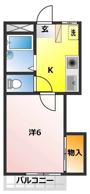ウッディヒルズ(1K/2階)の間取り写真