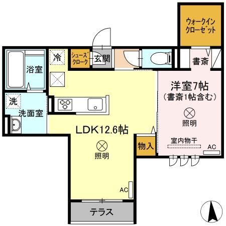 JR吉備線 備前三門駅 徒歩18分 3階建 築5年(1LDK/1階)の間取り写真