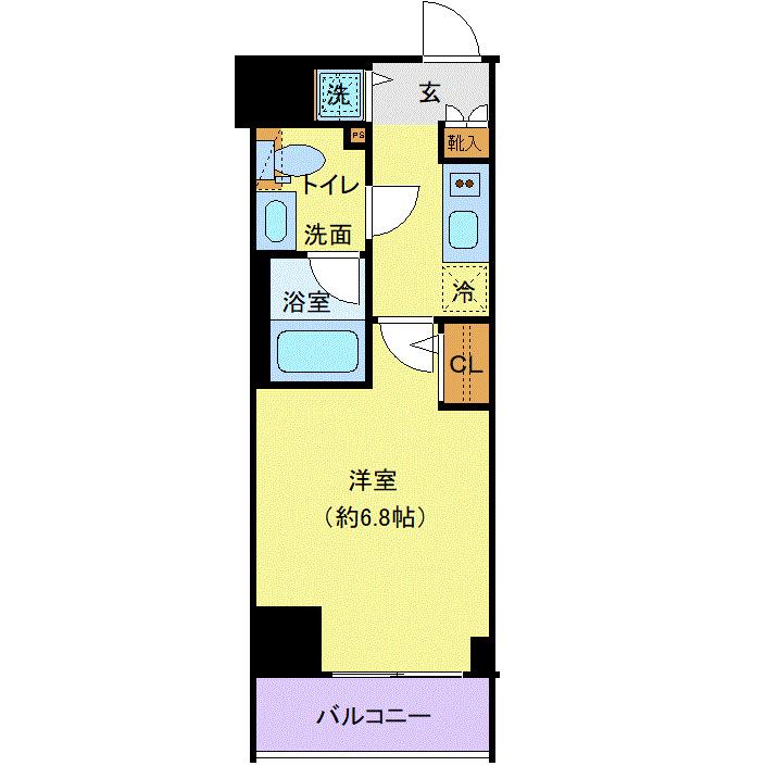 ディアレイシャス横浜吉野町(1K/11階)の間取り写真