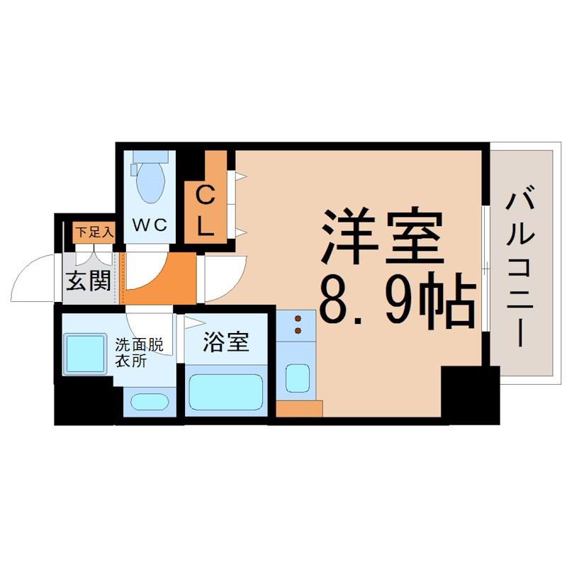 アレーヌコート新瑞橋(ワンルーム/9階)の間取り写真