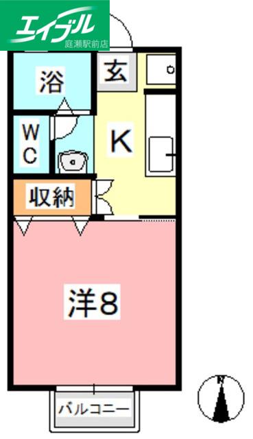 セゾン和気 A(1K/1階)の間取り写真