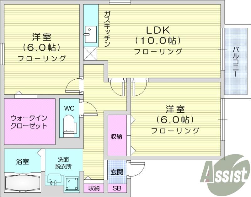 ウィルモア(2LDK/1階)の間取り写真