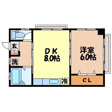 シャトー永橋(1LDK/2階)の間取り写真