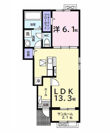 ベル ゼータ(1LDK/1階)の間取り写真