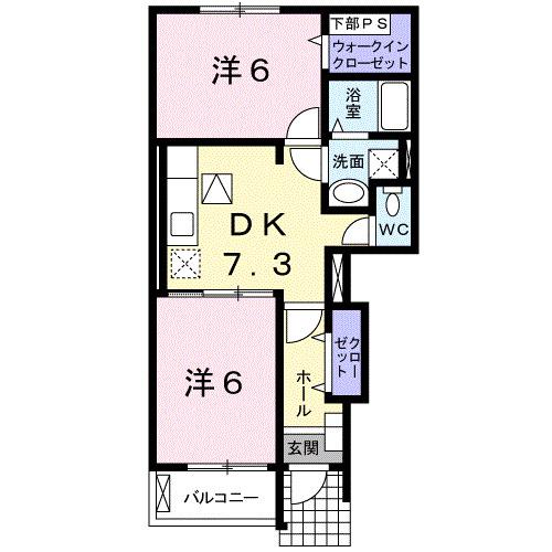 グランツB(2DK/1階)の間取り写真