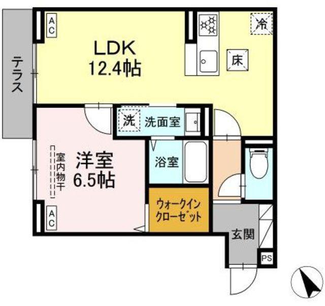 D PAINA 市場下町(1LDK/1階)の間取り写真