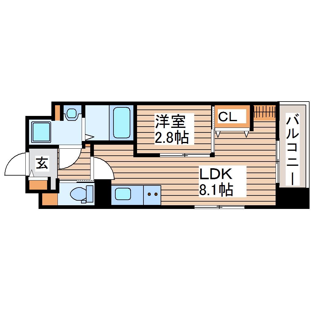 シェルグランデ原町本通(1LDK/4階)の間取り写真