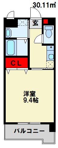 グレイスガーデン岬の山(1K/6階)の間取り写真