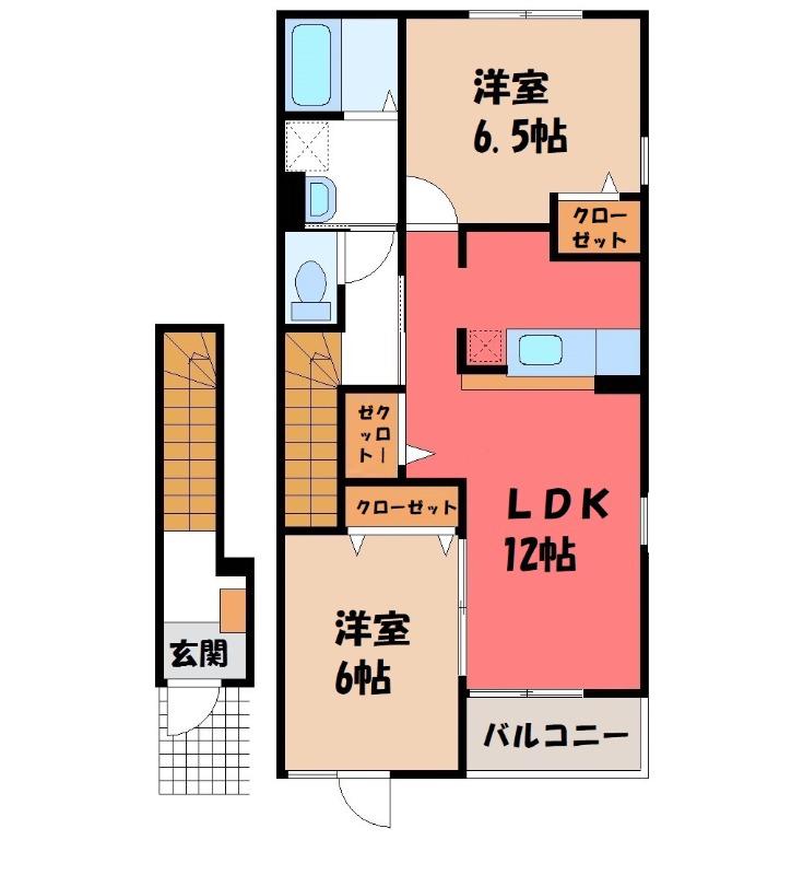 ヘブンリーブル―(2LDK/2階)の間取り写真