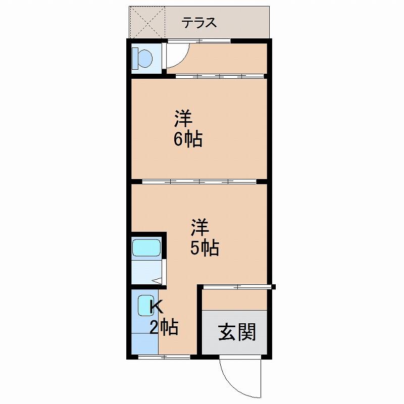 直川アパート(1K/2階)の間取り写真