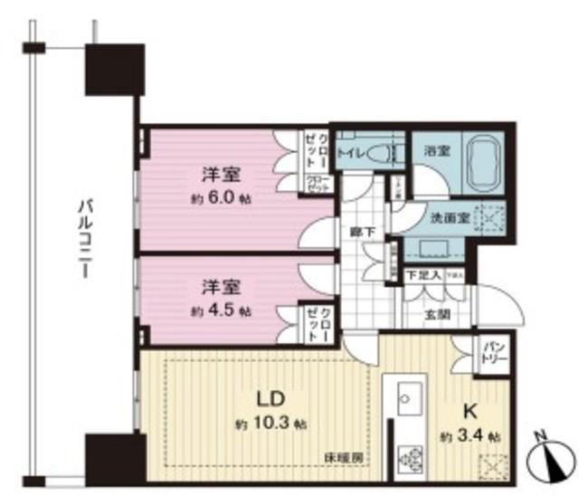 ブランズタワー芝浦(2LDK/26階)の間取り写真