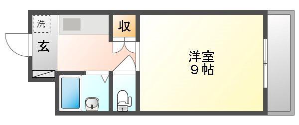 サニーハイツ今(1K/3階)の間取り写真