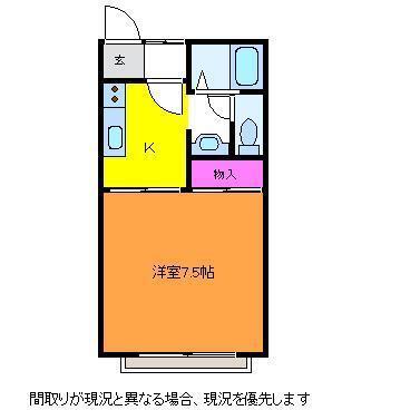 クレール小針(1K/1階)の間取り写真