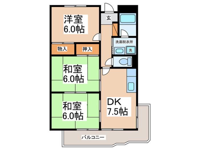 オリーブ沼町(3DK/4階)の間取り写真
