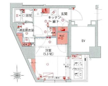 ハーモニーレジデンス品川荏原(1K/3階)の間取り写真