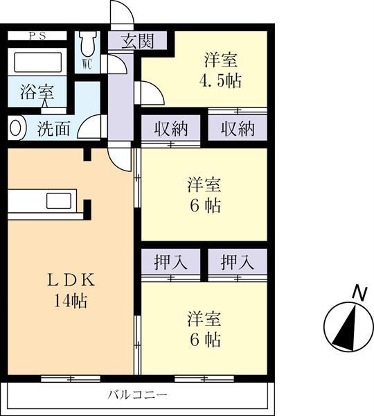 TAIRAI(3LDK/4階)の間取り写真