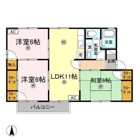 ヴィラアスカ30E(3LDK/2階)の間取り写真