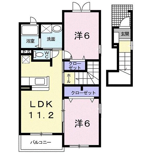 プレジャーヒルズ湘南(2LDK/2階)の間取り写真
