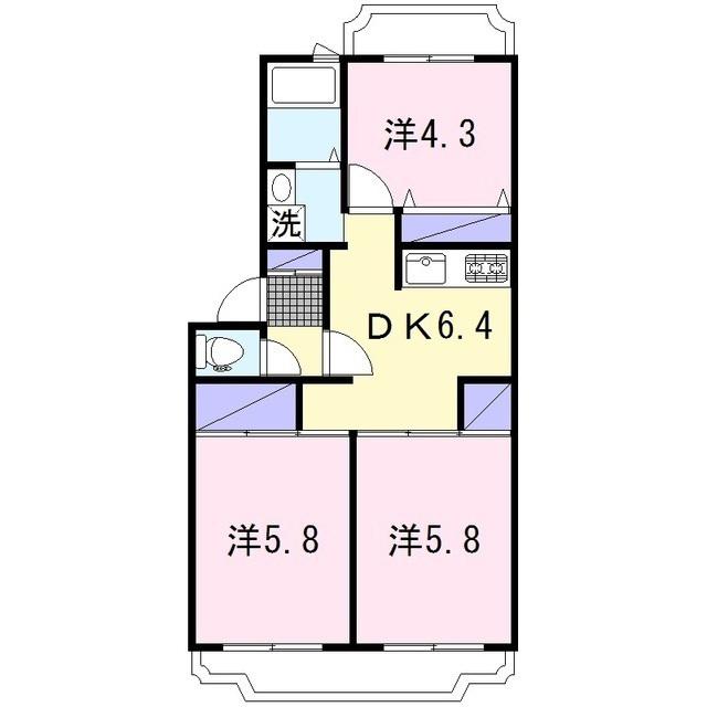 第2代官サニーハイツ(3DK/1階)の間取り写真