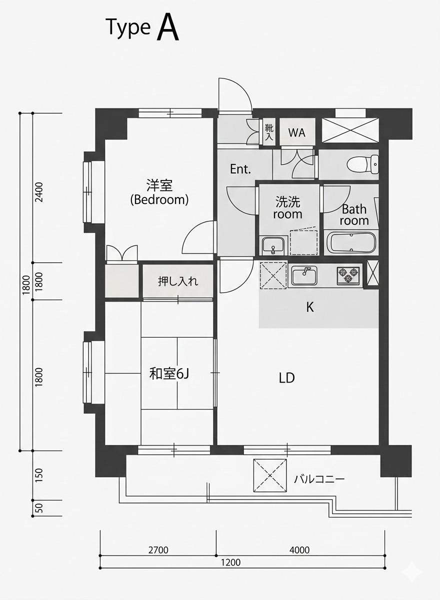 ダイアモンド新白河I(2LDK/3階)の間取り写真