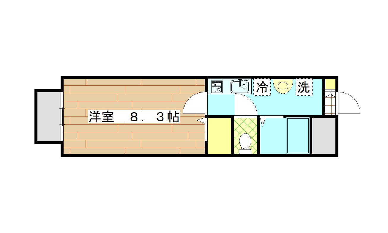 アスコット八木山本町(1K/1階)の間取り写真