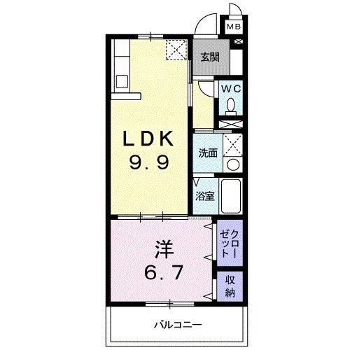 アルカンシエルB(1LDK/2階)の間取り写真