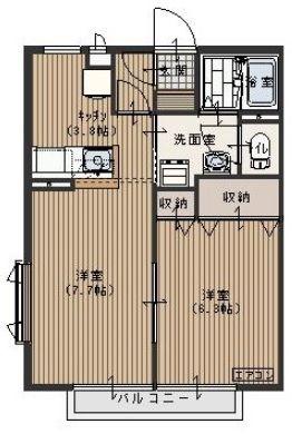 コンフォート毛呂山(1LDK/2階)の間取り写真