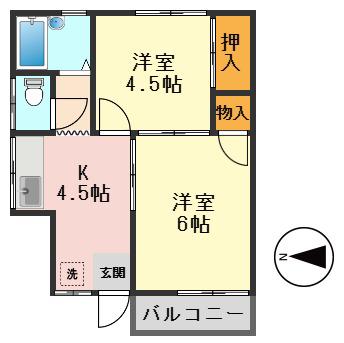 コロニアルイン小岩(2K/1階)の間取り写真