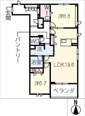 エスポワ ルミエール(2LDK/3階)の間取り写真