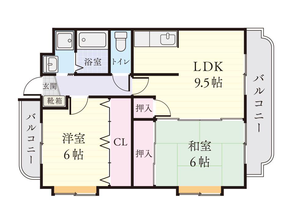 ビューテラス新川(2LDK/3階)の間取り写真