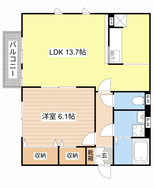 サニーコート夢咲き(1LDK/1階)の間取り写真