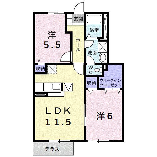 マ-ヴェラスI(2LDK/1階)の間取り写真