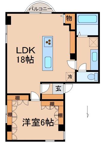 スネイク(1LDK/2階)の間取り写真