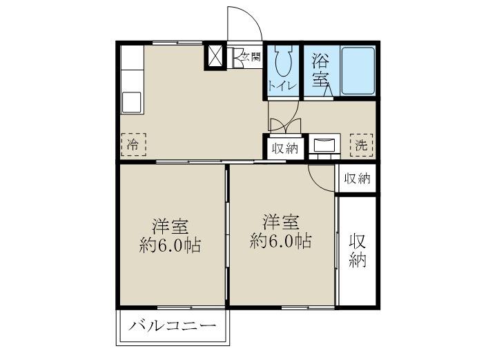 コーポひまわり(2DK/2階)の間取り写真