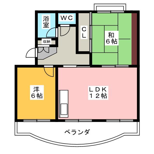 グリーンガーデン(2LDK/2階)の間取り写真