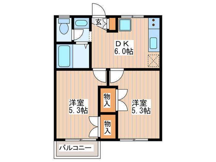 シャレー渋谷(2DK/1階)の間取り写真