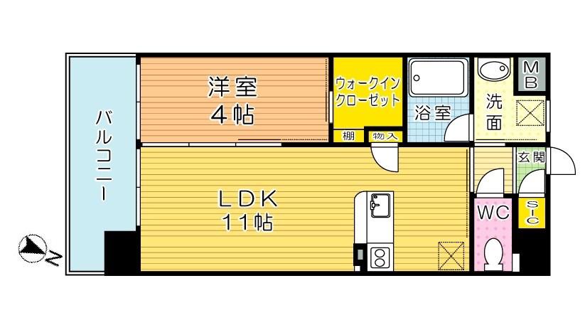BELLEZZA MOJI (1LDK/9階)の間取り写真