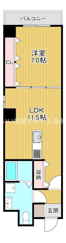 オブリオポルタ上町台(1LDK/4階)の間取り写真