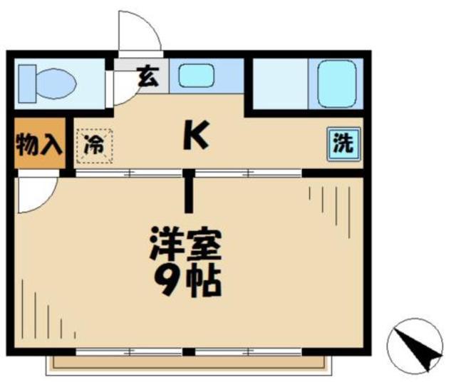 シーグレイス東中野(1K/1階)の間取り写真