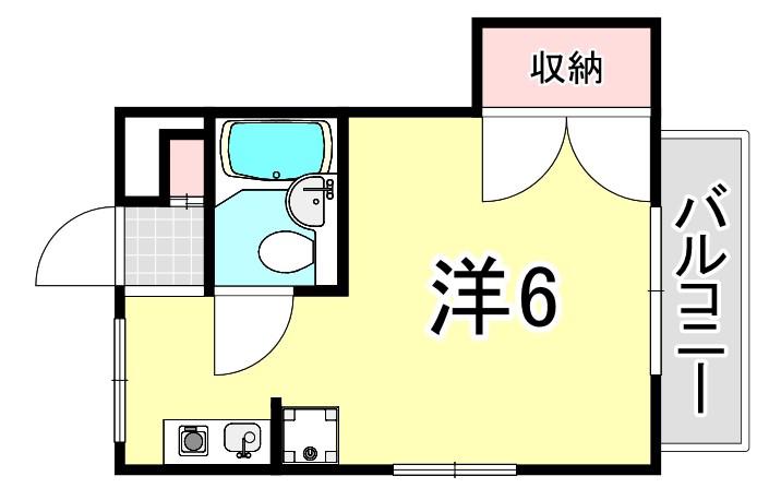 ヒルズ武庫之荘(ワンルーム/3階)の間取り写真