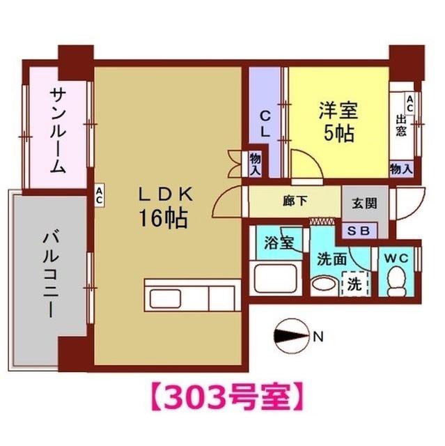 エスター増泉(1LDK/3階)の間取り写真